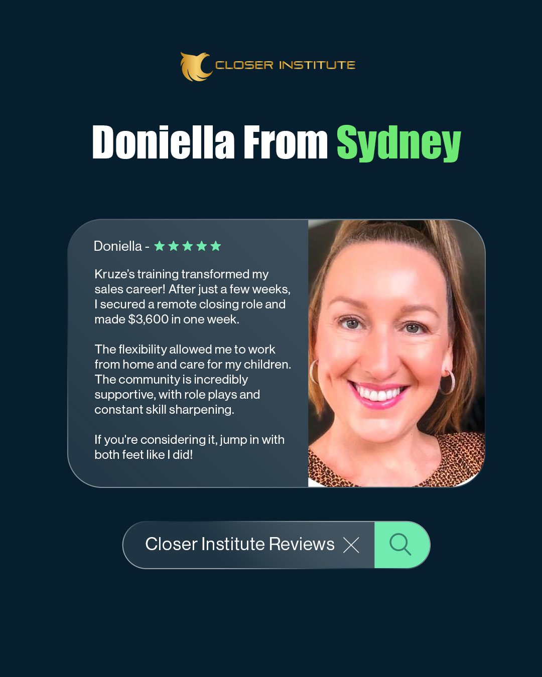 Don result shared with Closer Institute
