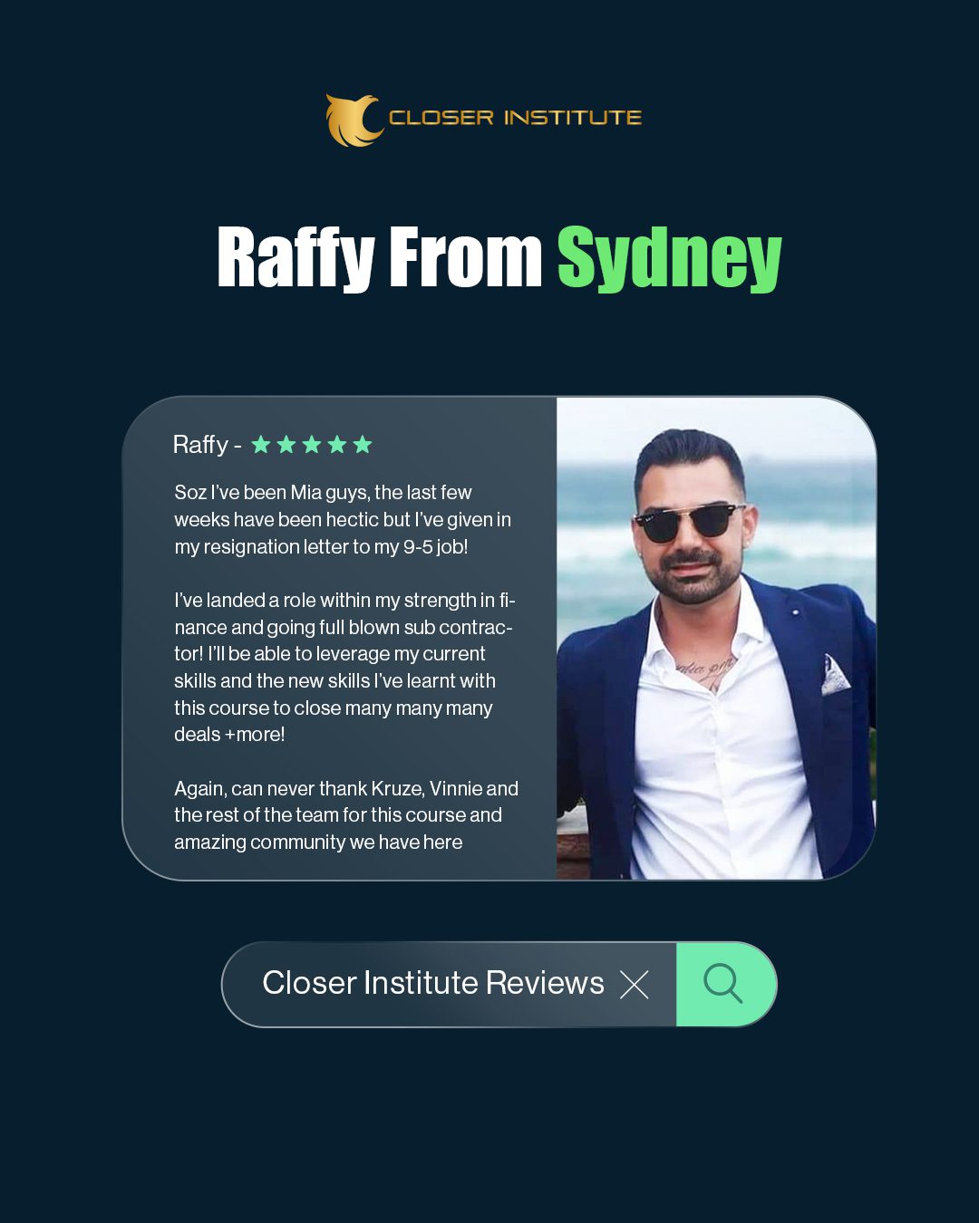 Raffy result shared with Closer Institute