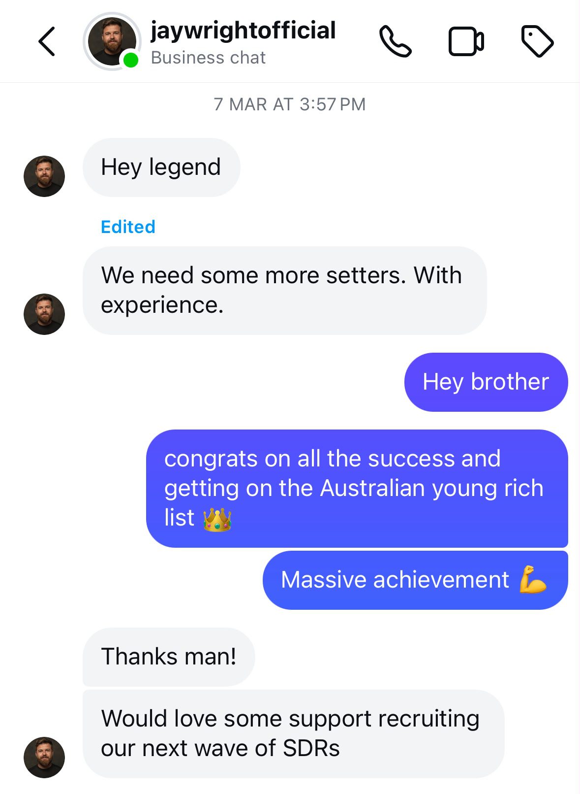 Member message result shared with Closer Institute