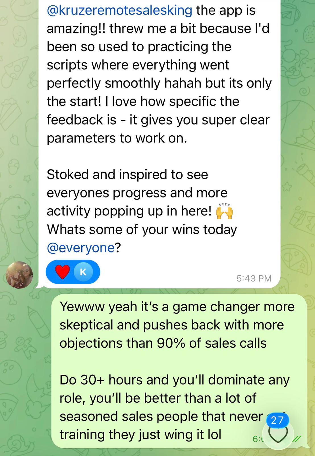 Member message result shared with Closer Institute