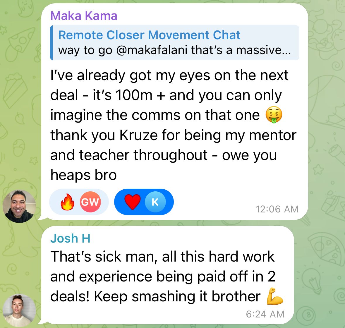 Member message result shared with Closer Institute