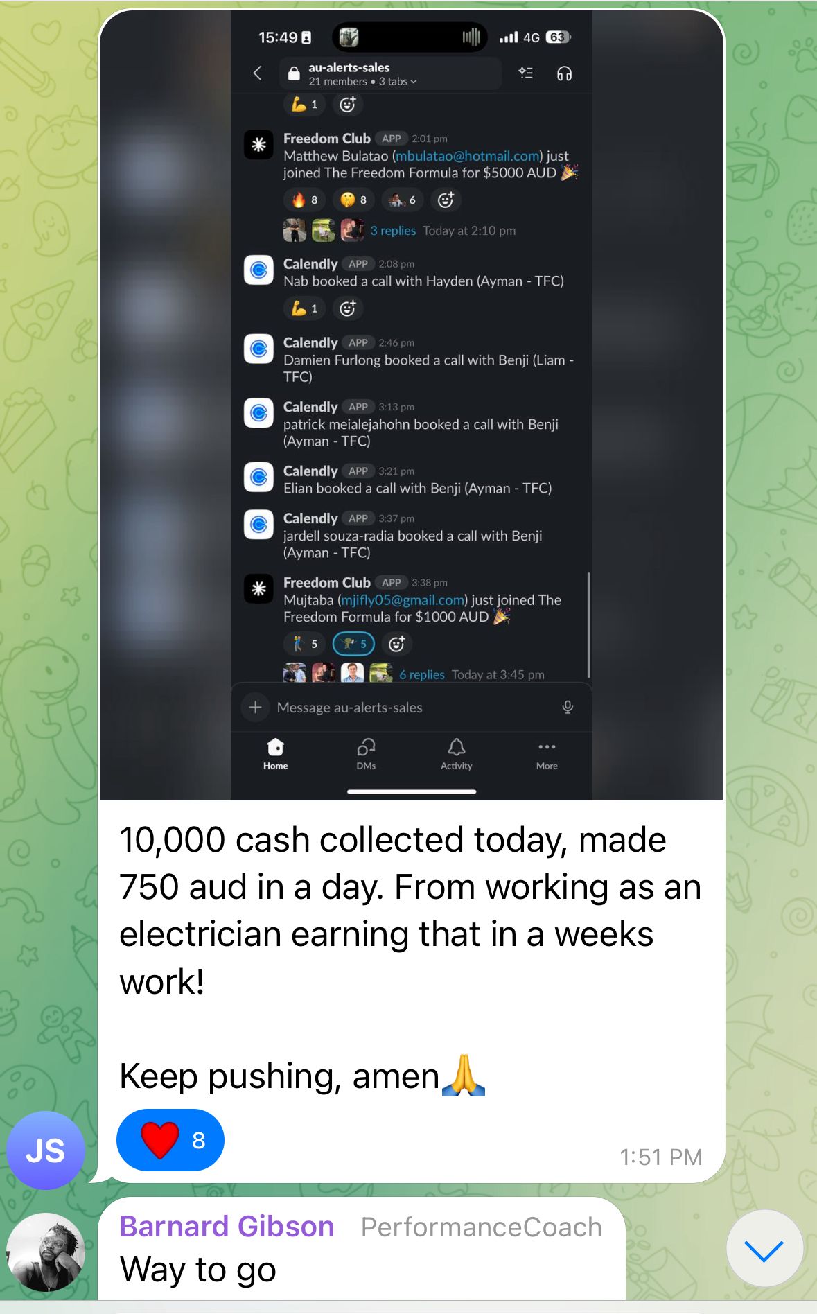 Member message result shared with Closer Institute